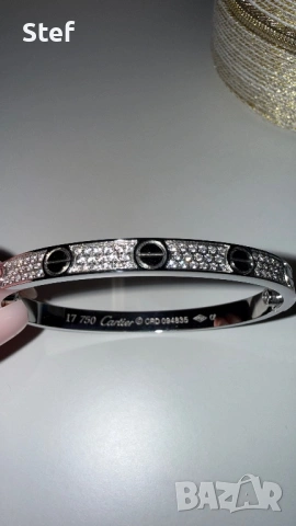 Cartier гривна сребърна diamonds