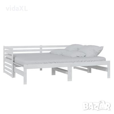 vidaXL Разтегателно дневно легло, бяло, бор масив, 2x(90x200) см(SKU:806956, снимка 1 - Спални и легла - 45468751