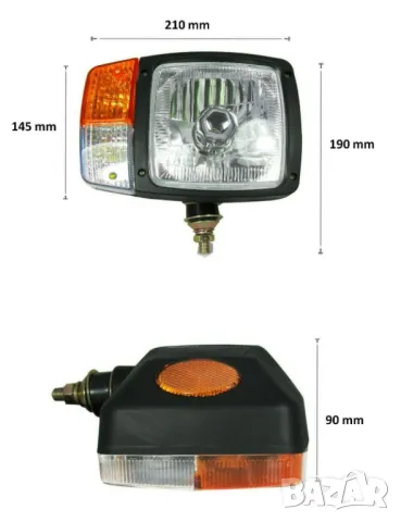 Комплект 2 Броя Кристални Фарове с Кабел Фар с Mигач Габарит За Трактор Багер Фадрома Снегорин, снимка 3 - Аксесоари и консумативи - 47890212