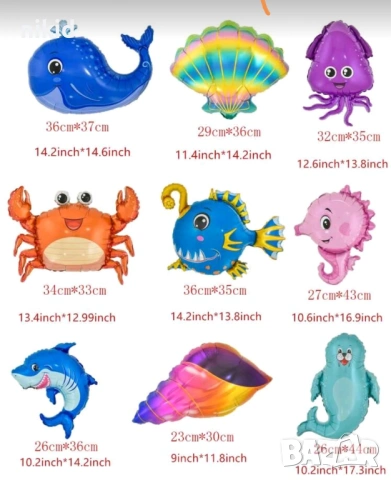 Морско дъно океан риба рак делфин октопод акула морско конче фолио фолиев балон хелий Дори Немо, снимка 5 - Други - 25712181