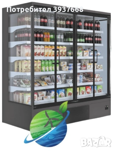 Енергоспестяваща крайстенна хладилна витрина на контакт, 2500мм