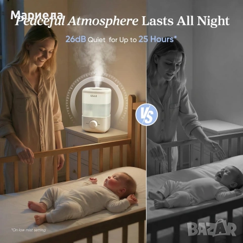 LEVOIT Овлажнител с горно пълнене, до 25 часа, за спалня или детска стая, тих 23 dB, снимка 4 - Други стоки за дома - 53985184