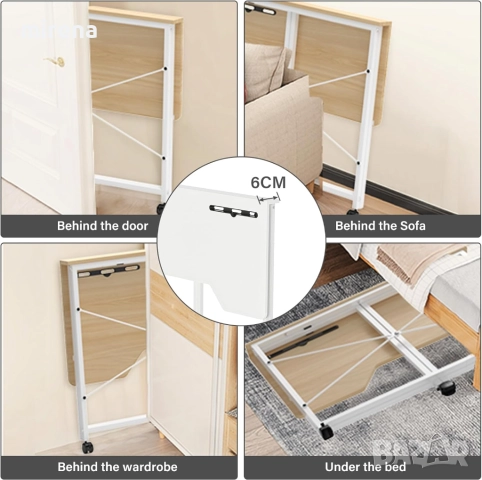 Сгъваемо бюро с колелца, компютърна маса с отделения за карти 18, снимка 7 - Бюра - 51657106