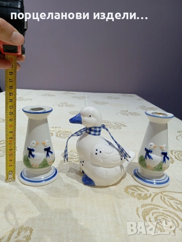 порцеланов прекрасен сет свещници с фигура на пате , снимка 6 - Колекции - 54010683