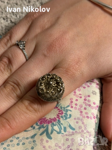 Възрожденски сребърен пръстен, маркировки корона, снимка 2 - Пръстени - 53940452