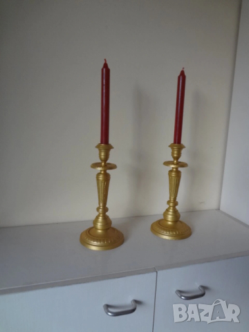Комплект от 2 бр. бронзови свещника, снимка 13 - Антикварни и старинни предмети - 53079634