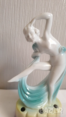 Танцуваща дама с воал Фигурка на цвете жаба Арт Нуво, снимка 2 - Колекции - 53866322