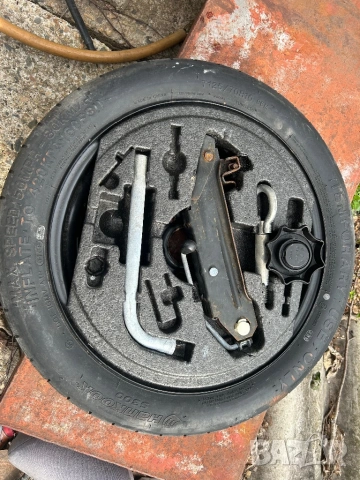 Патерица комплект 5x112 VW Audi Seat Skoda резервна джанта с гума 126 / 70 R16 крик ключ кука Golf , снимка 1 - Гуми и джанти - 54181501