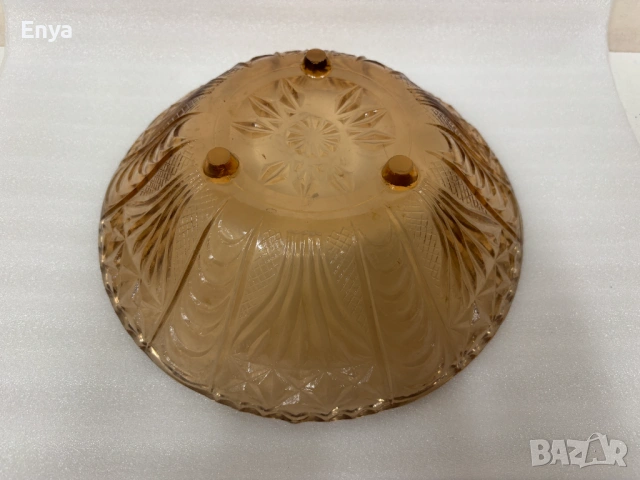 Винтидж-ретро стъклена купа (фруктиера) - цвят "Карамел", снимка 3 - Антикварни и старинни предмети - 53648011