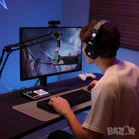 Гейминг микрофон RGB комплект с рамо MAONO PD100XS USB/XLR - Чисто нов, снимка 2 - Микрофони - 54102795