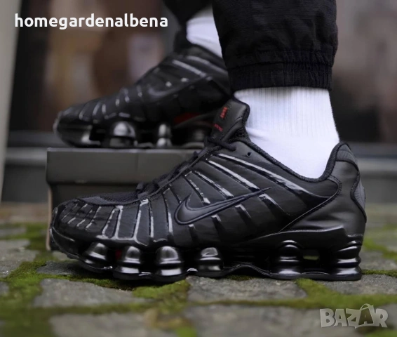 Мъжки маратонки Nike Shox TL — изцяло черни — пружинираща подметка — номера 36-45, снимка 3 - Маратонки - 54234862