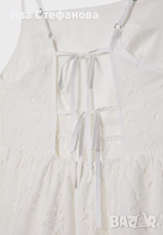  Бяла дълга нова бродерия дантелена елегантна кукленска ажурна рокля ажур 100 % памук памучна, снимка 12 - Рокли - 46406109