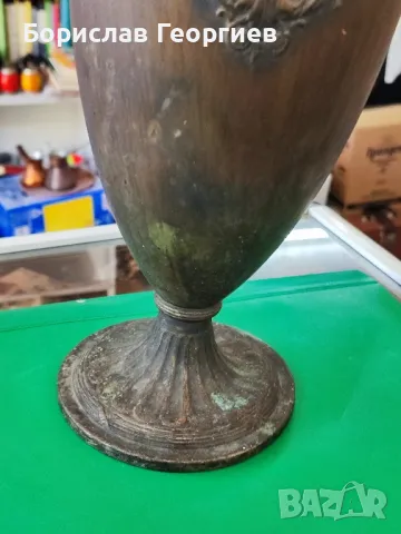 Стара метална ваза амфора, снимка 5 - Антикварни и старинни предмети - 50031080