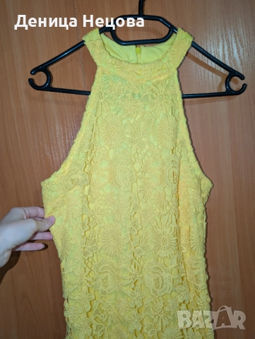 Жълта рокля с дантела, официална рокля, снимка 3 - Рокли - 52704533