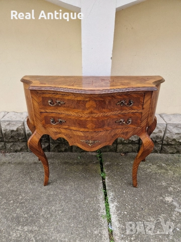 Прекрасен антикварен френски скрин шкаф масив с интарзия Луй 15