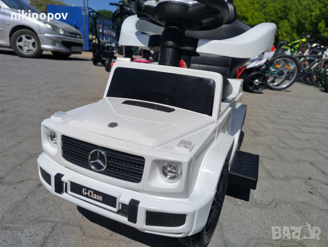 MERCEDES Кола за яздене с дръжка Mercedes-benz G350d бял, снимка 12 - Детски велосипеди, триколки и коли - 53564884