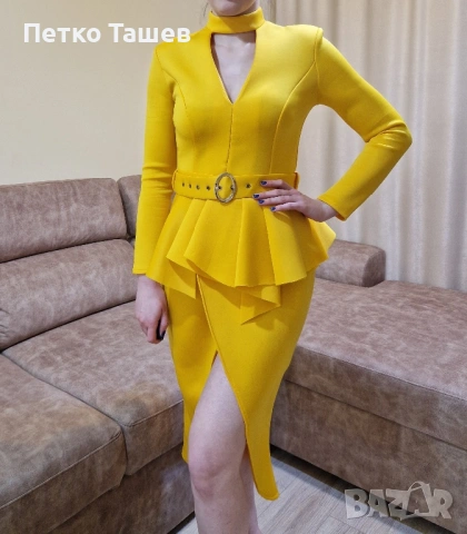 Ефектна рокля с пеплум и колан, снимка 7 - Рокли - 53818035