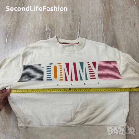 Дамски пуловер Tommy Hilfiger Jeans vintage бял, размер XS, винтидж, снимка 5 - Блузи с дълъг ръкав и пуловери - 52505584