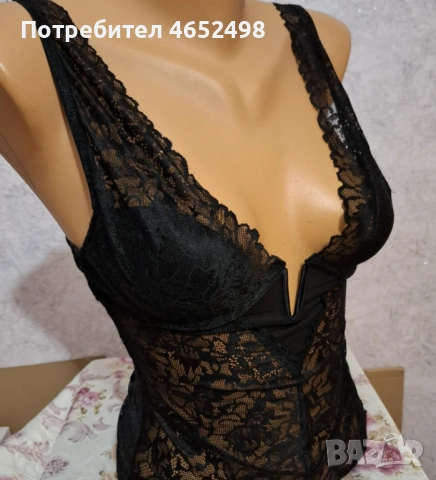 Дамско  черно Боди с дантела, снимка 3 - Бельо - 53575439