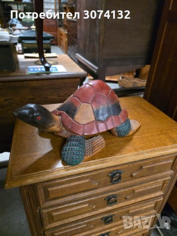 Ръчно изработена от дърво костенурка, снимка 3 - Градински мебели, декорация  - 53711748