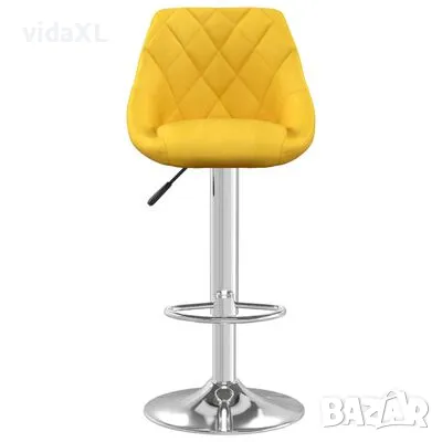 vidaXL Бар табуретки, 2 бр, горчица, кадифе（SKU:335312）, снимка 6 - Дивани и мека мебел - 49391367