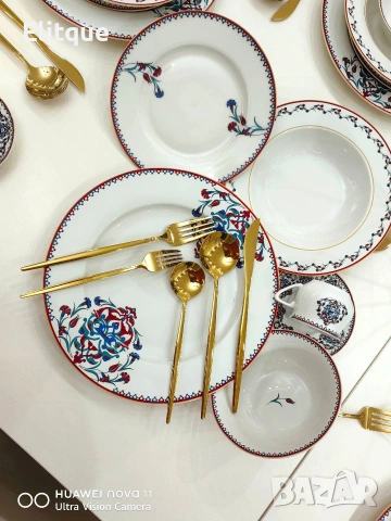 Комплект прибори за хранене – 24 части, златист цвят с магнитна кутия, снимка 3 - Други - 53590630