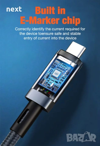 USB4 Type-C Кабел 240W PD / 40Gbps / 8K – E-Marker Chip съвместим Thunderbolt 3 4, снимка 10 - Кабели и адаптери - 53846822