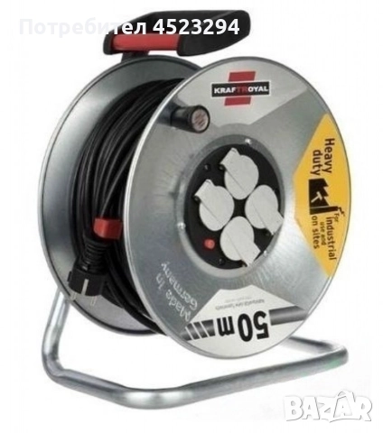 Електрически удължител с макара 50 метра, снимка 2 - Други инструменти - 52566496