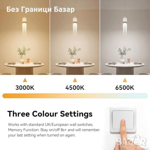 Ново LED висящо осветление цилиндър регулируема височина 150 см лампа 3 цвята светлина, снимка 2 - Лед осветление - 54206989