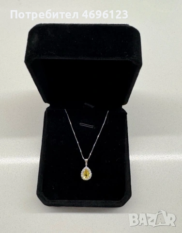 Диамантенo Колие /Сапфир 1,10 карата /Бяло Злато 14 кт, снимка 4 - Колиета, медальони, синджири - 54004812