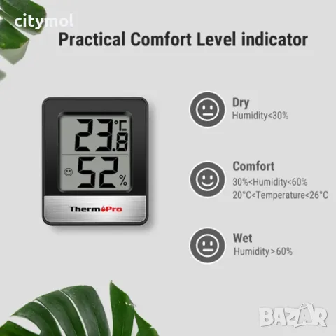 Термохигрометър ThermoPro TP-49 измерва температура /-20°C до 70°C/ и влажност /10% до 99%/, снимка 2 - Друга електроника - 46974500