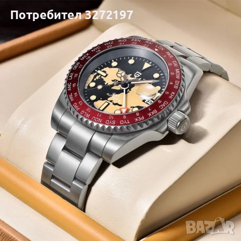 PAGANI DESIGN автоматичен часовник с Японски механизъм SEIKO NH34 GMT,стъкло сапфир,водоустойчив, снимка 5 - Мъжки - 45696273