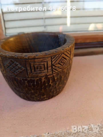 красива ръчно резбована чаша с дръжка, снимка 4 - Антикварни и старинни предмети - 53763872