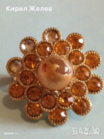 ВИНТИДЖ БРОШКА с КРИСТАЛИ в КЕХЛИБАРЕН ЦВЯТ ЦИТРИН и ПЕРЛА 52186, снимка 7 - Други - 52545661