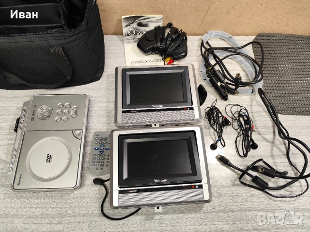 DVD за автомобил Venturer PVS 1961, 7" екран, 2 монитора с 1 кабел и чанта, снимка 4 - Аксесоари и консумативи - 53750201