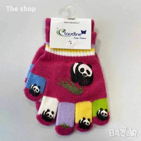 Детски ръкавички Панда, виолетови, 3-5 год. (004), снимка 1 - Шапки, шалове и ръкавици - 46425983