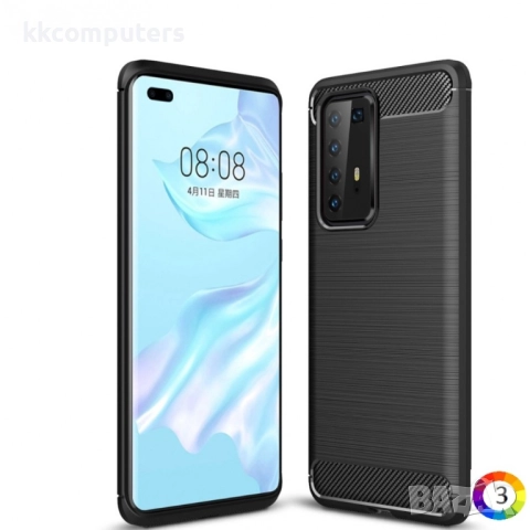 Huawei P40 Pro Удароустойчив Carbon Fiber Калъф и Протектор