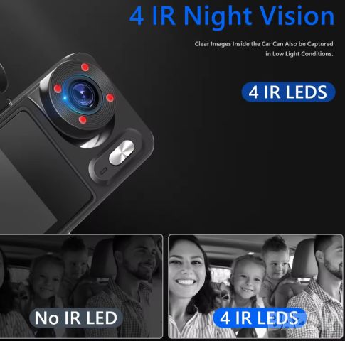 Видеорегистратор, WIFI, за автомобил, с телефон, приложение, DVR за кола, с три камери, G-сензор, снимка 2 - Аксесоари и консумативи - 45967098