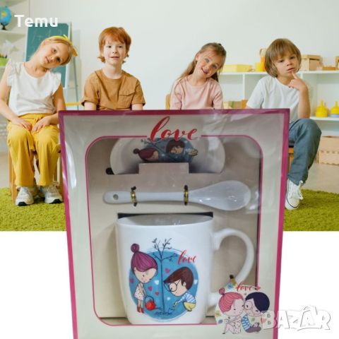 Детски комплект от 3 части - чаша, чинийка и лъжичка, снимка 1 - Други - 46421387