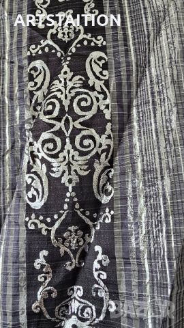 Черно тънко перде с ламена сребърна украса, снимка 3 - Пердета и завеси - 46451444