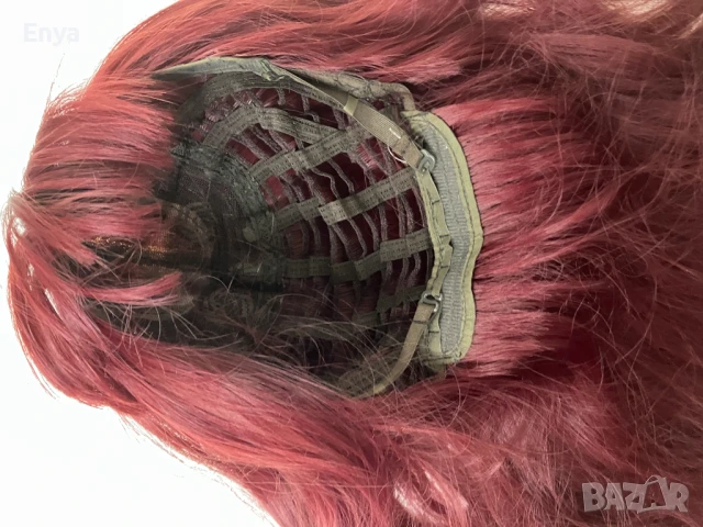 Перука дълга с бретон - цвят бургунди - 60 см, снимка 4 - Аксесоари за коса - 51090680