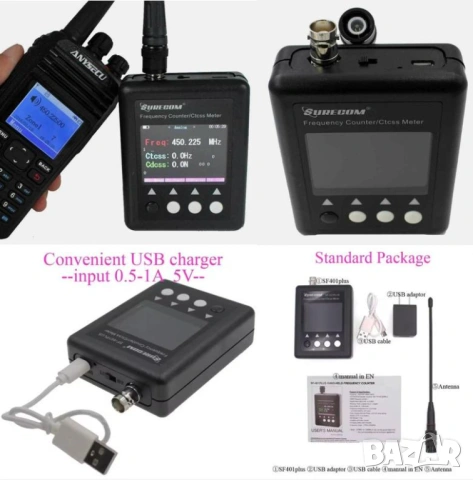 SURECOM SF401 Plus Честотометър Индикатор Сила Сигнал Измерва Радио Честота Честотомер Широк Спектър