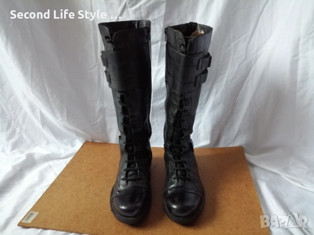 № 37 дамски ботуши с връзки естествена кожа, снимка 3 - Дамски ботуши - 53143409