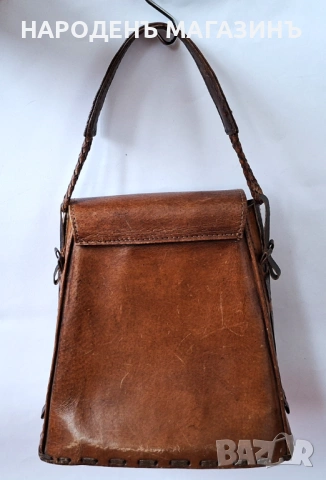 Българска винтидж ретро дамска чанта ръчна естествена дебела кожа соц, снимка 18 - Други ценни предмети - 53385458