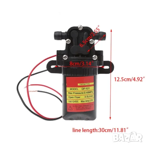 Водна помпа  DC 12V 3.5L/мин, снимка 2 - Други - 47098814