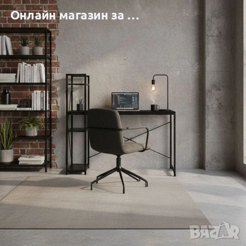 Компютърно бюро ModernHome, дървено, с рафтове за съхранение, черен, подсилена метална конструкция, снимка 2 - Бюра - 53380979