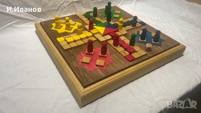 Продавам дървена игра 3 в 1, Не се сърди човече, дама и табла. Нова., снимка 4 - Настолни игри - 52672853