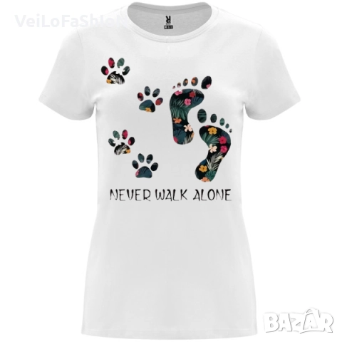 Нова дамска тениска Never Walk Alone в бял цвят 