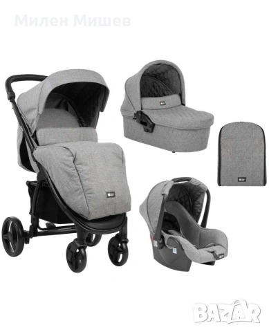 Комбинирана количка 3 в 1 KikkaBoo - Madrid, Dark Grey Melange
