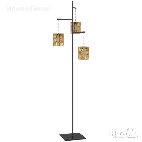 Соларна подова лампа Outsunny, ратанова със сензор